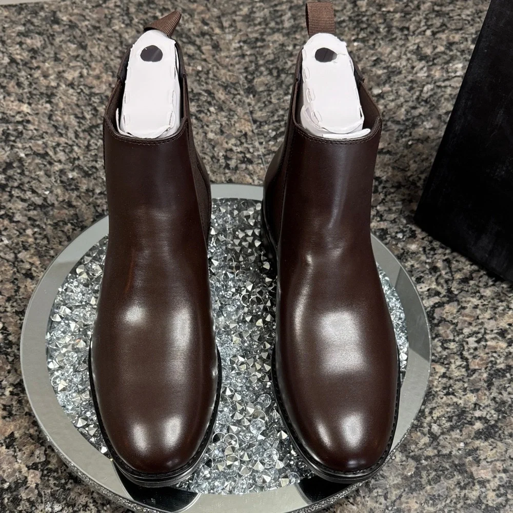 Alfani Men's Luka Brown Leather Chelsea Chukka Boots NEW 10.5